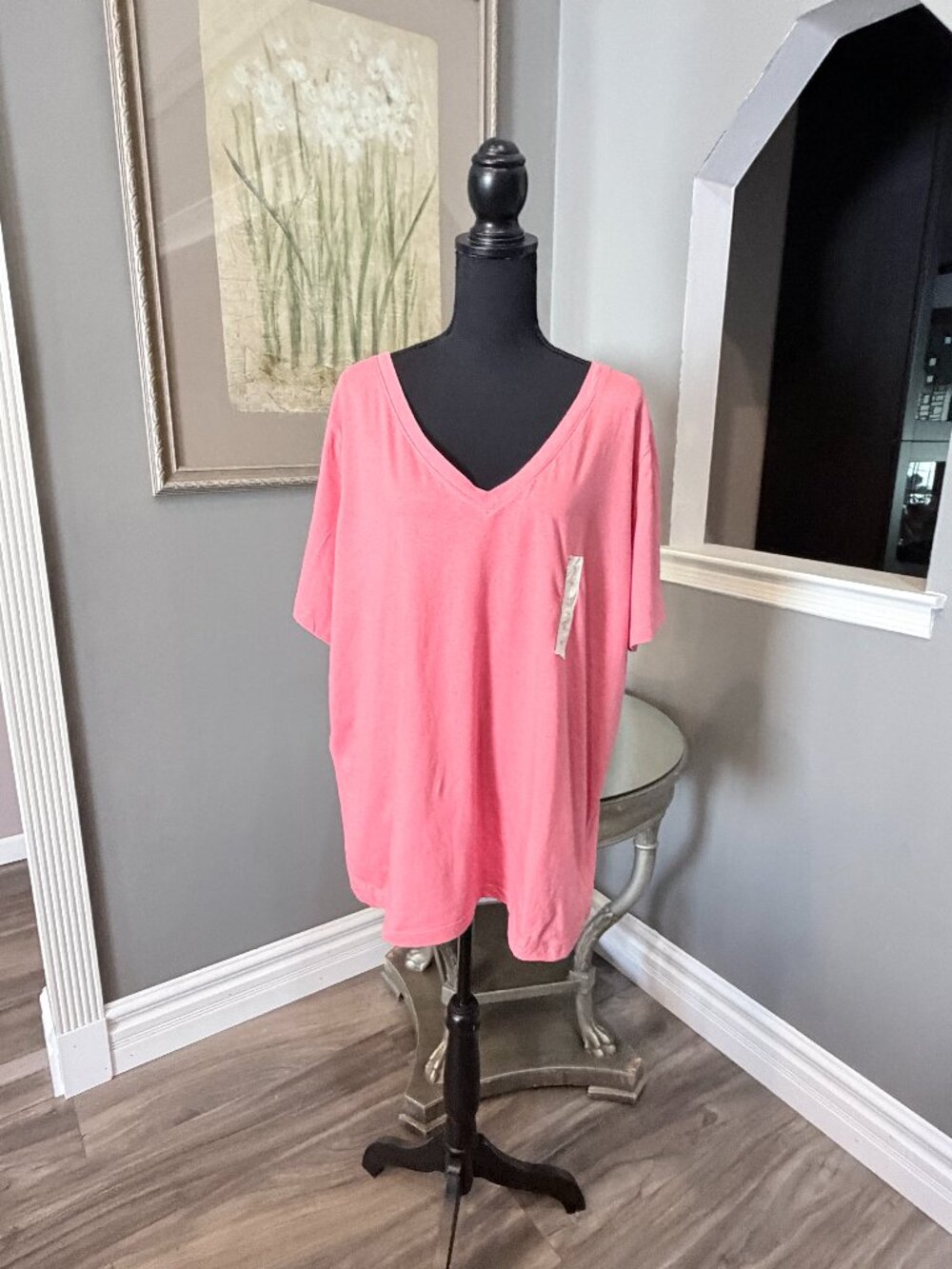 NWT Ava & Viv Casual Style V-Neck Coral Top 1X